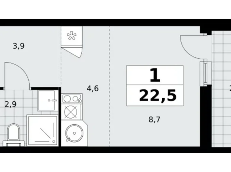 Wohnung 1 zimmer 23 m² Moskau, Russland