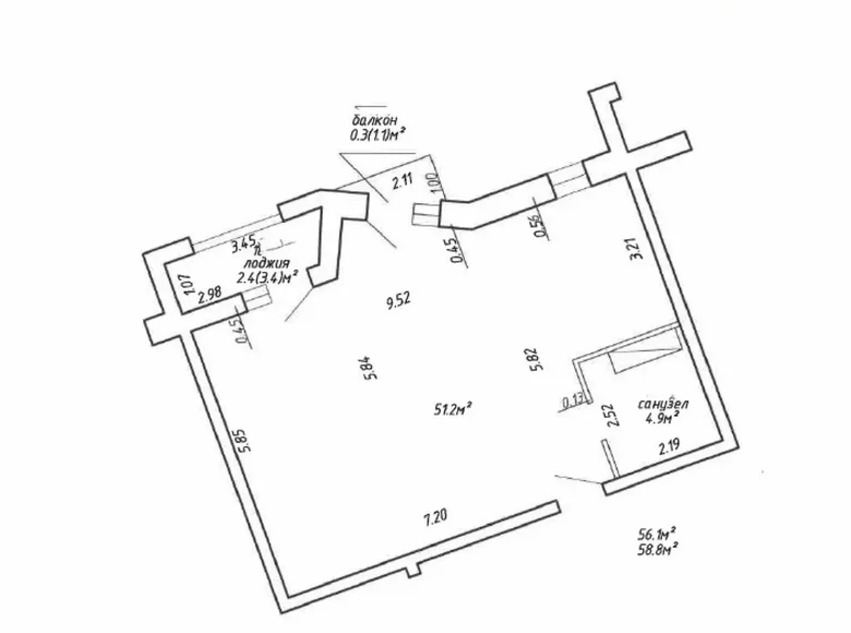 Apartamento 3 habitaciones 59 m² Minsk, Bielorrusia