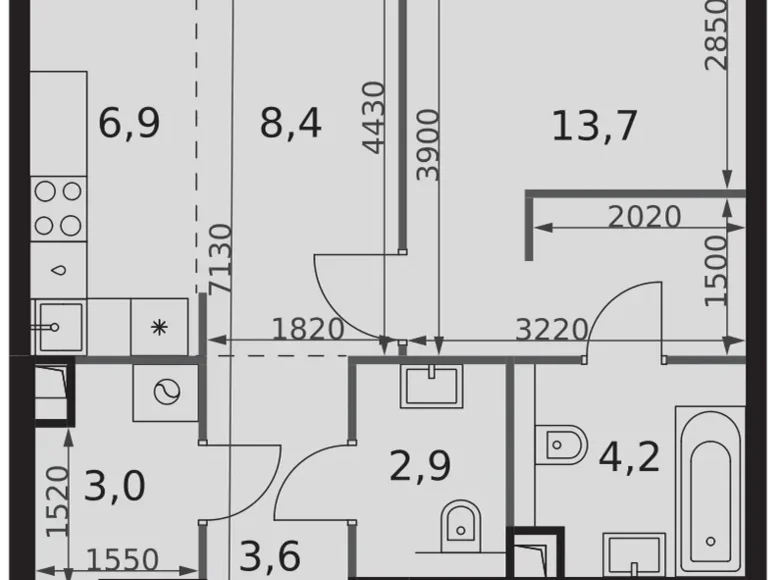 Wohnung 1 zimmer 43 m² Moskau, Russland