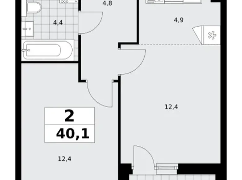 Appartement 2 chambres 40 m² poselenie Sosenskoe, Fédération de Russie