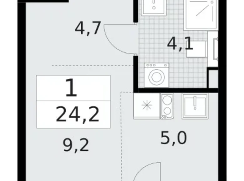 Mieszkanie 1 pokój 24 m² Krasnoye Selo, Rosja