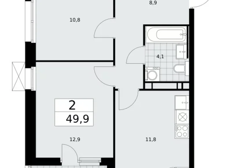 Mieszkanie 2 pokoi 50 m² Moskwa, Rosja