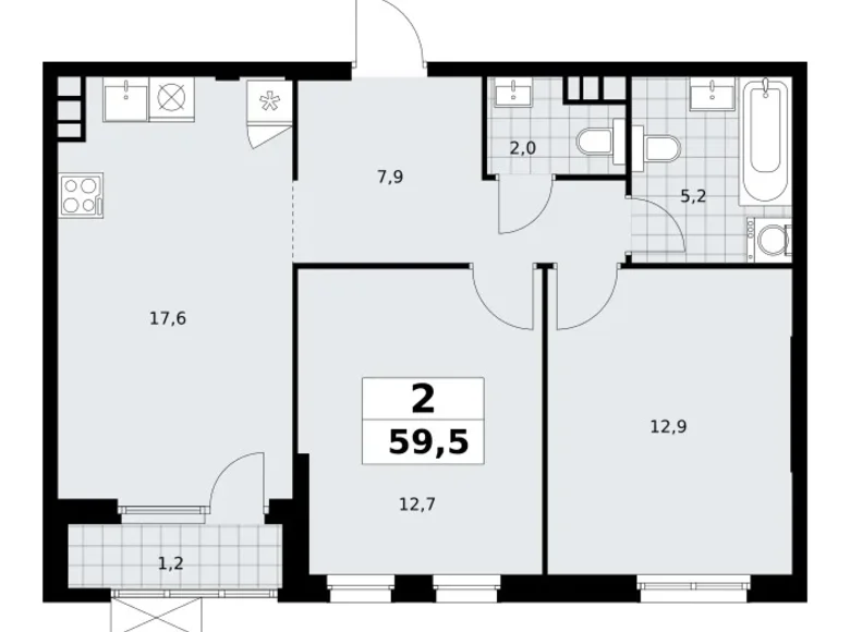 Mieszkanie 2 pokoi 60 m² South-Western Administrative Okrug, Rosja