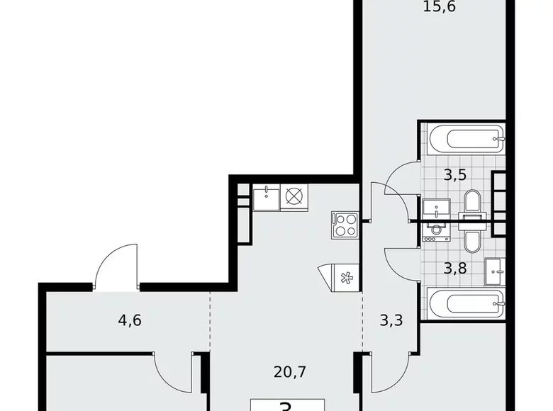 Appartement 3 chambres 76 m² poselenie Desenovskoe, Fédération de Russie