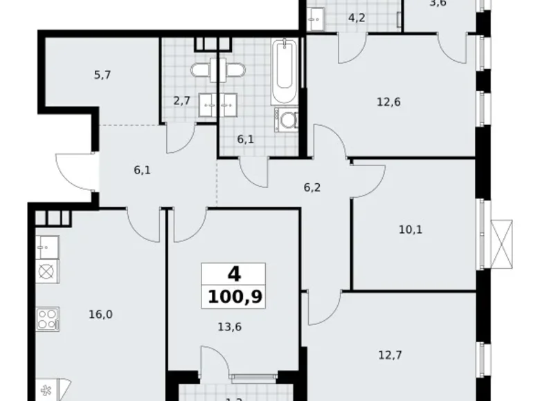 Mieszkanie 4 pokoi 101 m² South-Western Administrative Okrug, Rosja