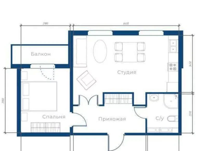 Квартира 2 комнаты 50 м² Ташкент, Узбекистан