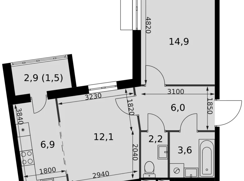 Квартира 2 комнаты 47 м² Развилка, Россия