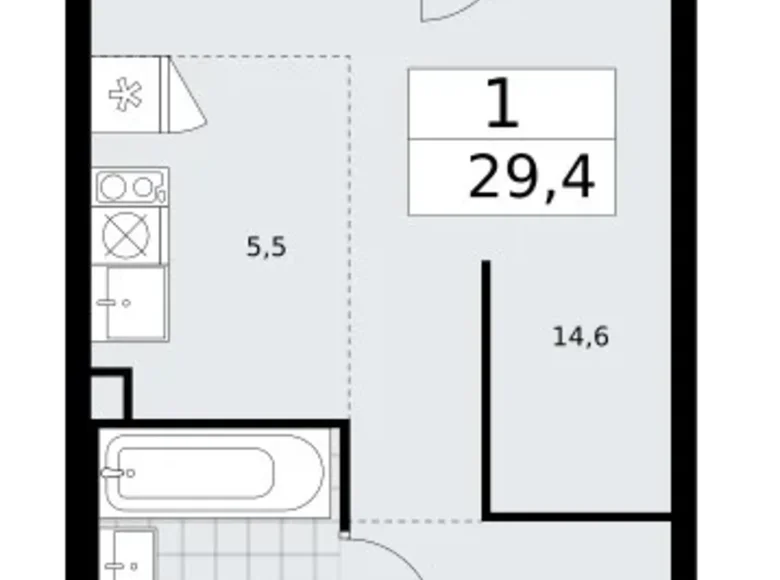 Wohnung 1 zimmer 29 m² Troizk, Russland