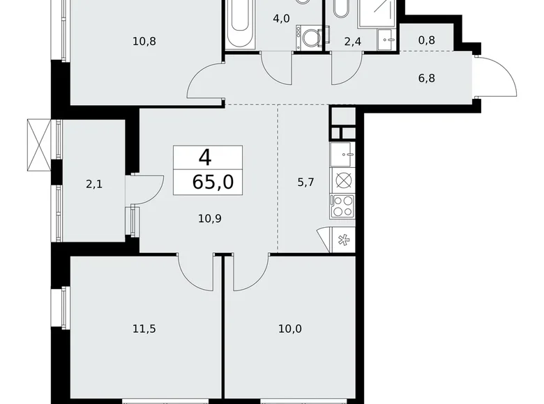 Apartamento 4 habitaciones 65 m² Moscú, Rusia