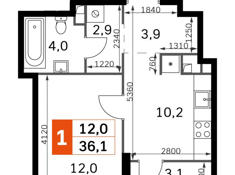 Apartamento 1 habitación 36 m² North-Western Administrative Okrug, Rusia