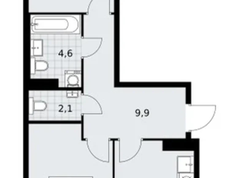 Wohnung 2 zimmer 57 m² Troizk, Russland
