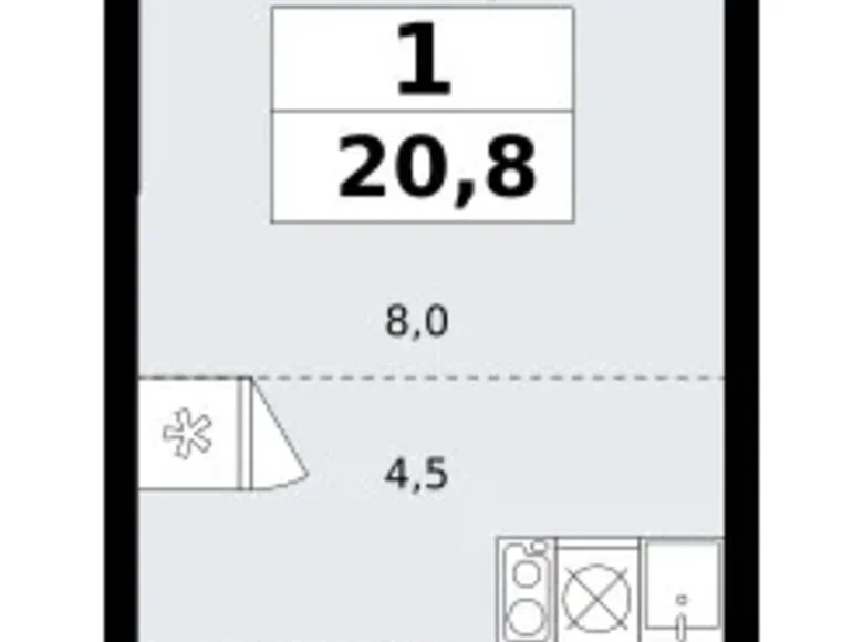 Wohnung 1 zimmer 21 m² poselenie Sosenskoe, Russland