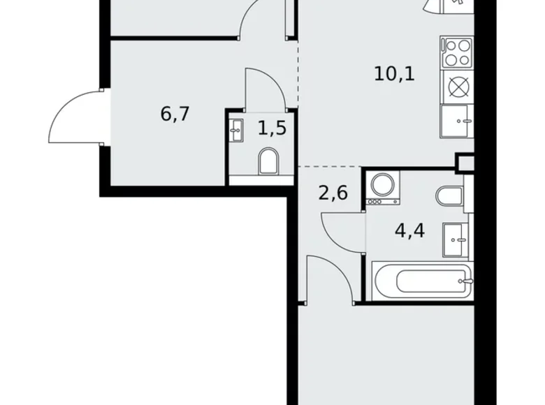 3 room apartment 60 m² poselenie Sosenskoe, Russia