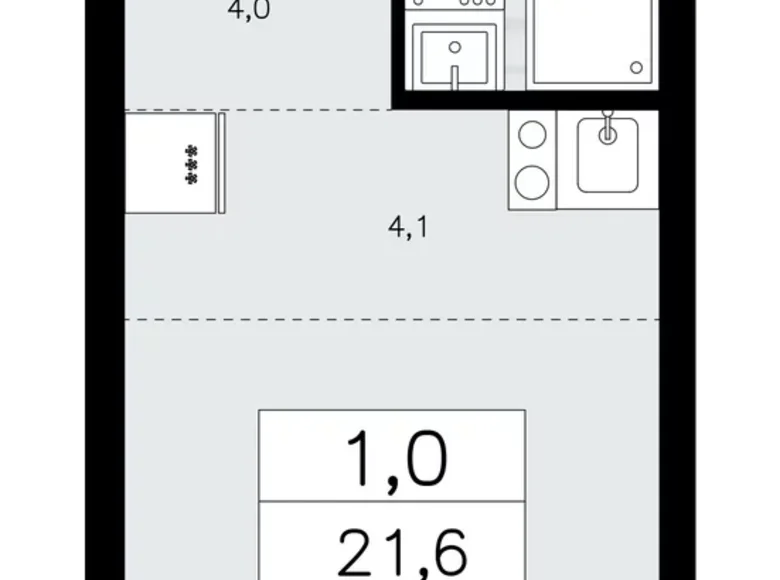 Appartement 1 chambre 22 m² Krasnoye Selo, Fédération de Russie