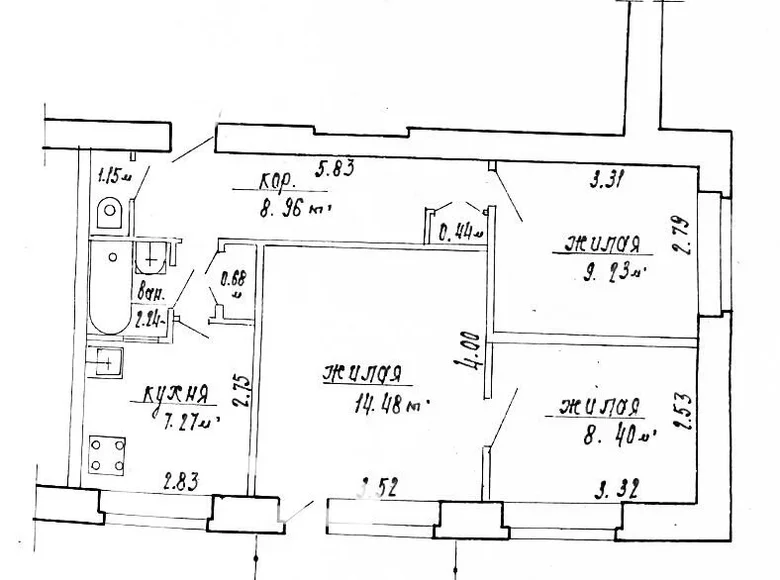 3 room apartment 53 m² Minsk, Belarus