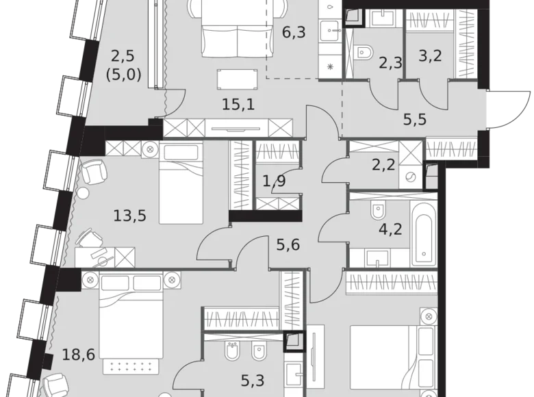 Wohnung 3 zimmer 99 m² Nordwestlicher Verwaltungsbezirk, Russland