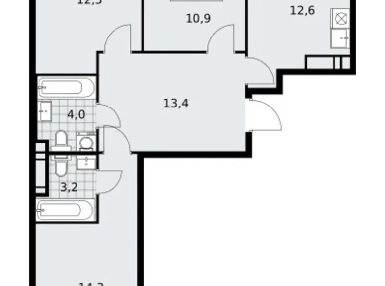 Mieszkanie 3 pokoi 72 m² poselenie Sosenskoe, Rosja