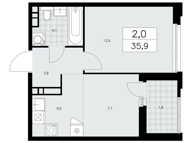 Квартира 2 комнаты 36 м² поселение Сосенское, Россия