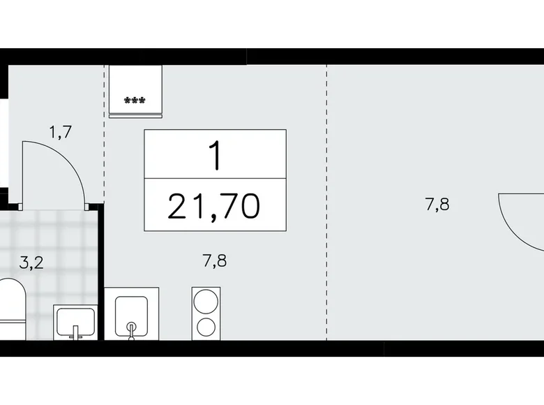 Appartement 1 chambre 22 m² poselenie Sosenskoe, Fédération de Russie