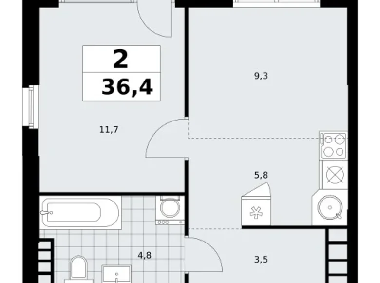 Apartamento 2 habitaciones 36 m² South-Western Administrative Okrug, Rusia