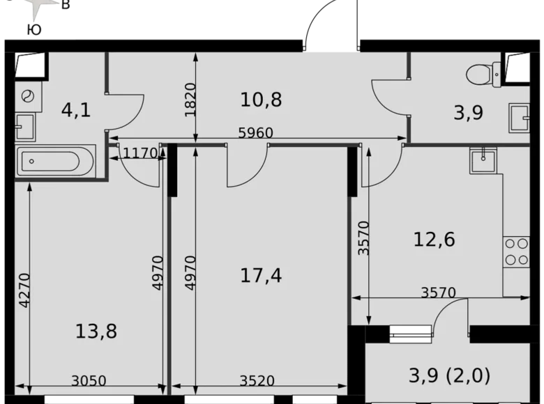 Квартира 2 комнаты 65 м² Развилка, Россия