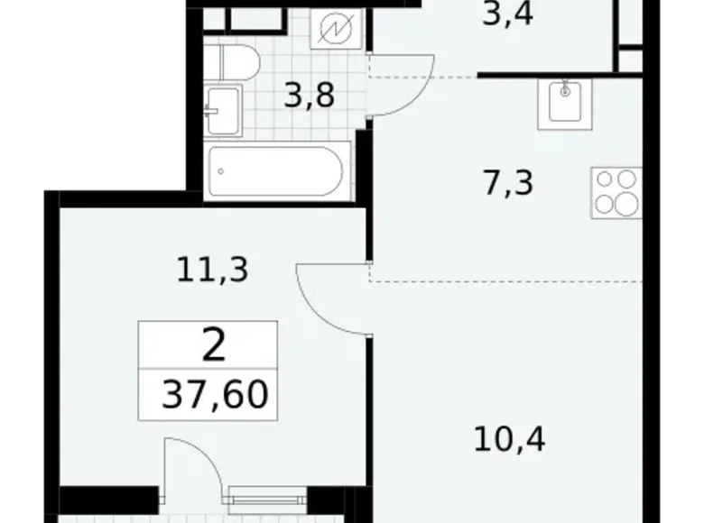 Appartement 2 chambres 38 m² poselenie Sosenskoe, Fédération de Russie