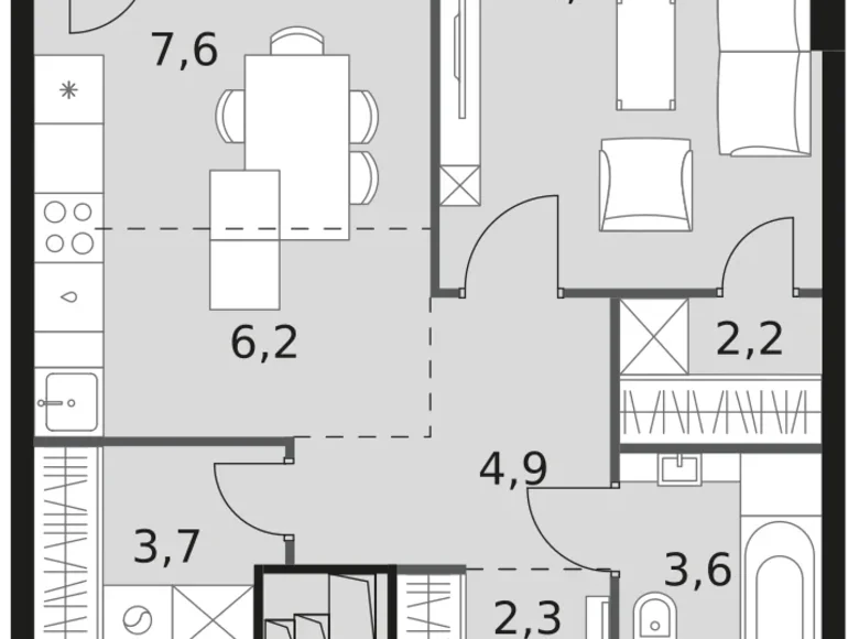 Квартира 2 комнаты 46 м² Москва, Россия