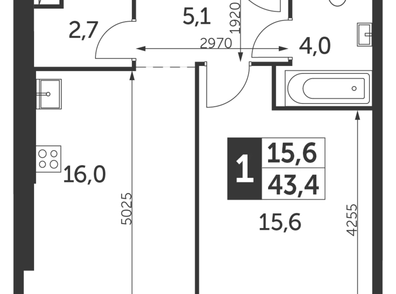 Wohnung 2 zimmer 43 m² Konkovo District, Russland