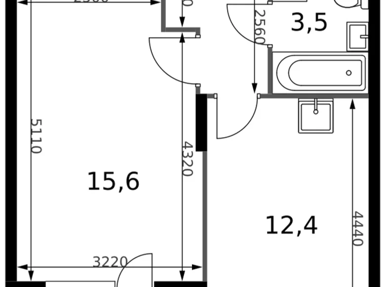 Квартира 1 комната 37 м² Сапроново, Россия
