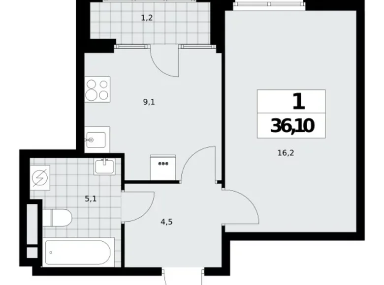 Wohnung 1 Zimmer 36 m² Nördlicher Verwaltungsbezirk, Russland