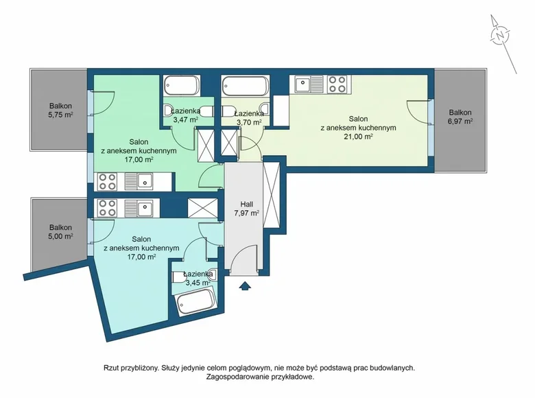 Квартира 3 комнаты 80 м² Варшава, Польша