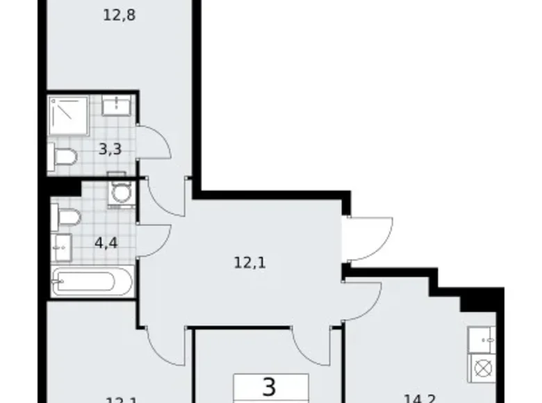 Wohnung 3 zimmer 71 m² Troizk, Russland