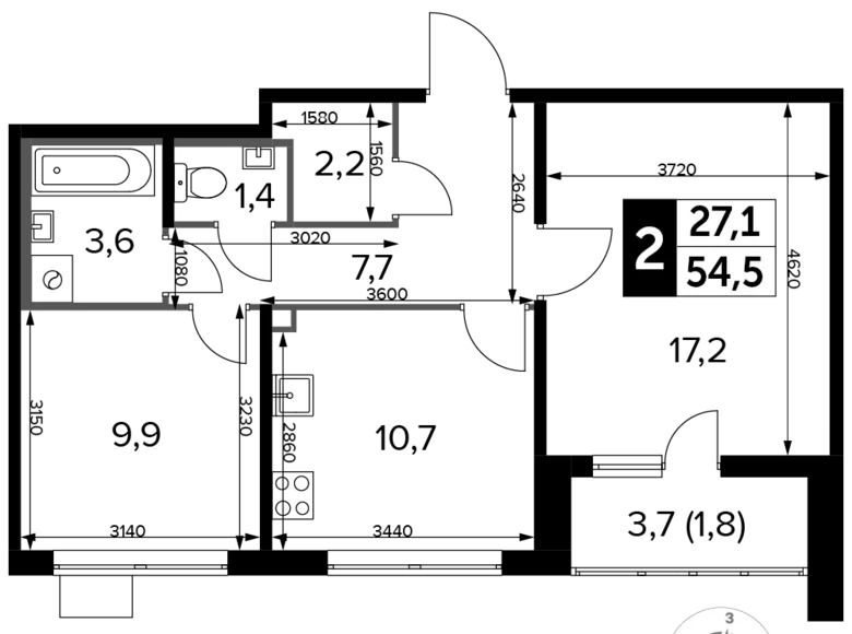 Mieszkanie 2 pokoi 55 m² Nekrasovka District, Rosja