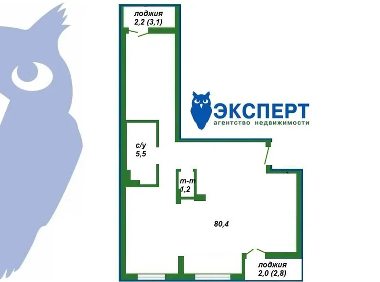 3 room apartment 91 m² Minsk, Belarus