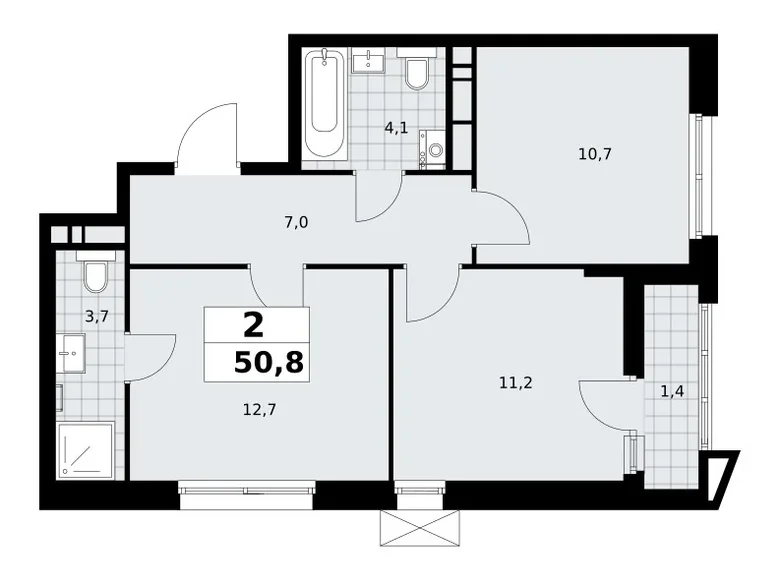 Квартира 2 комнаты 51 м² поселение Сосенское, Россия