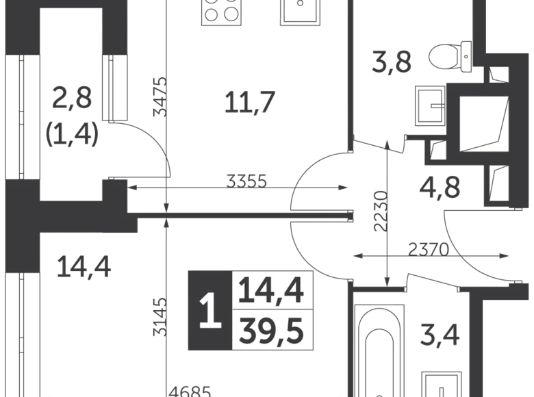 Apartamento 1 habitación 40 m² North-Eastern Administrative Okrug, Rusia