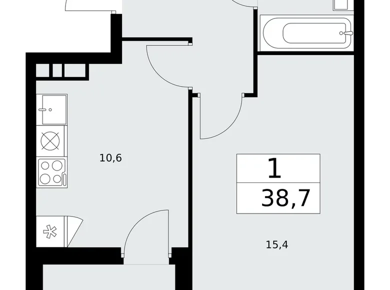 1 room apartment 39 m² poselenie Sosenskoe, Russia