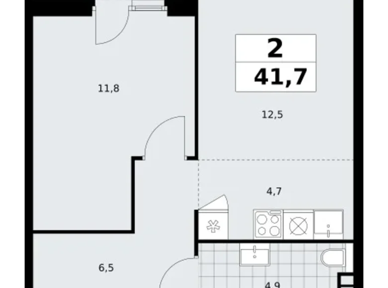 Wohnung 2 Zimmer 42 m² Südwestlicher Verwaltungsbezirk, Russland