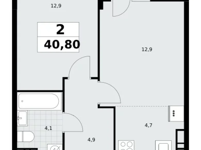 Квартира 2 комнаты 41 м² Postnikovo, Россия