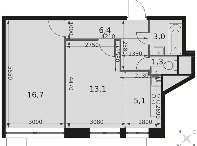 Mieszkanie 2 pokoi 46 m² Mytishchi Urban Okrug, Rosja