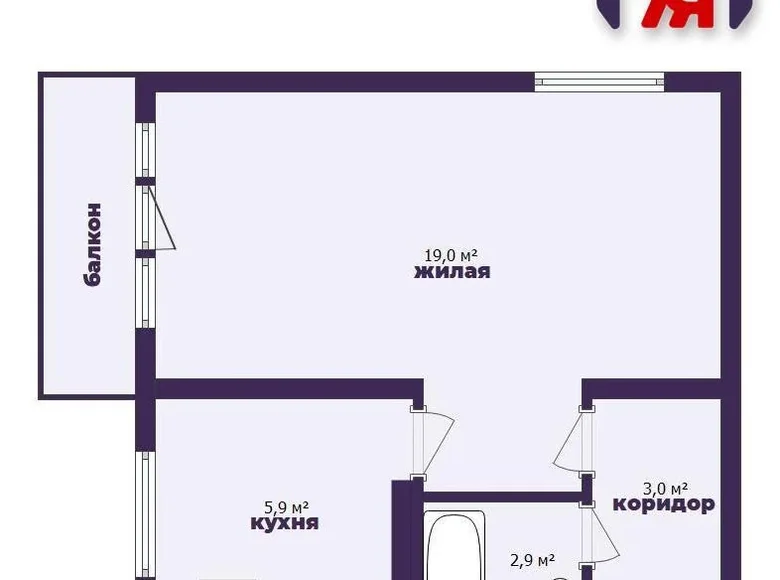 1 room apartment 31 m² Minsk, Belarus