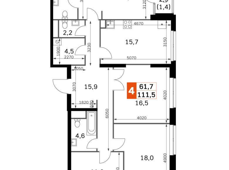 Wohnung 4 zimmer 112 m² Moskau, Russland