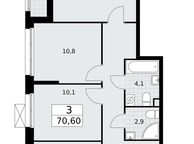 3 room apartment 71 m² Postnikovo, Russia