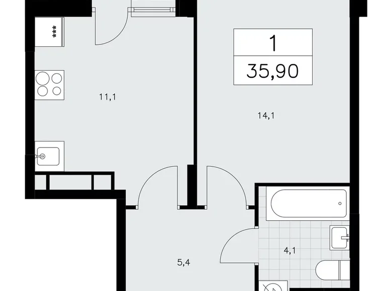 1 room apartment 36 m² poselenie Sosenskoe, Russia