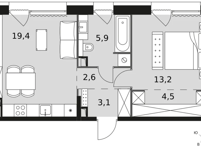 Mieszkanie 1 pokój 49 m² Rostokino District, Rosja