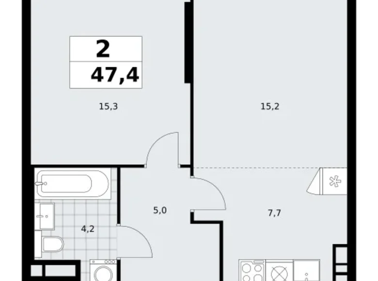 Appartement 2 chambres 47 m² poselenie Sosenskoe, Fédération de Russie