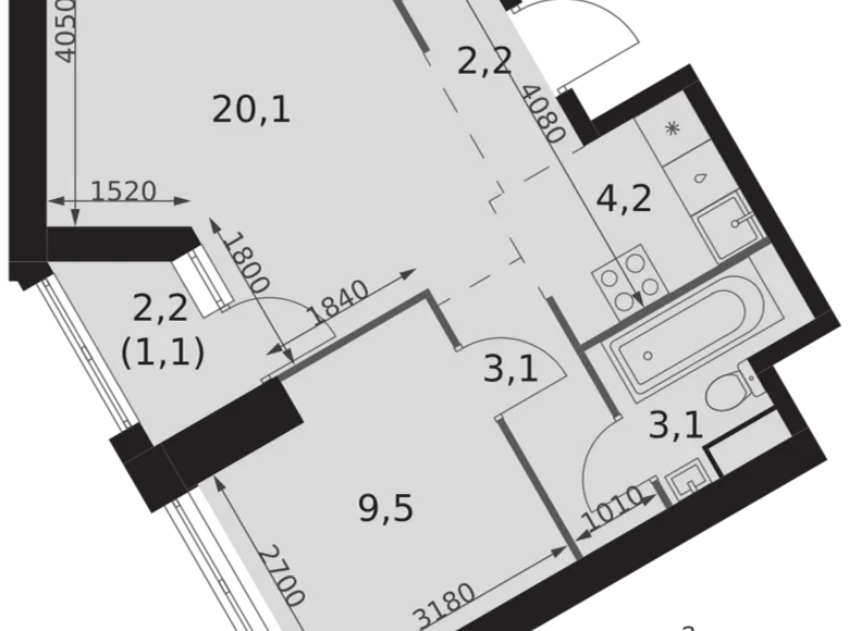 Wohnung 2 zimmer 43 m² Konkovo District, Russland