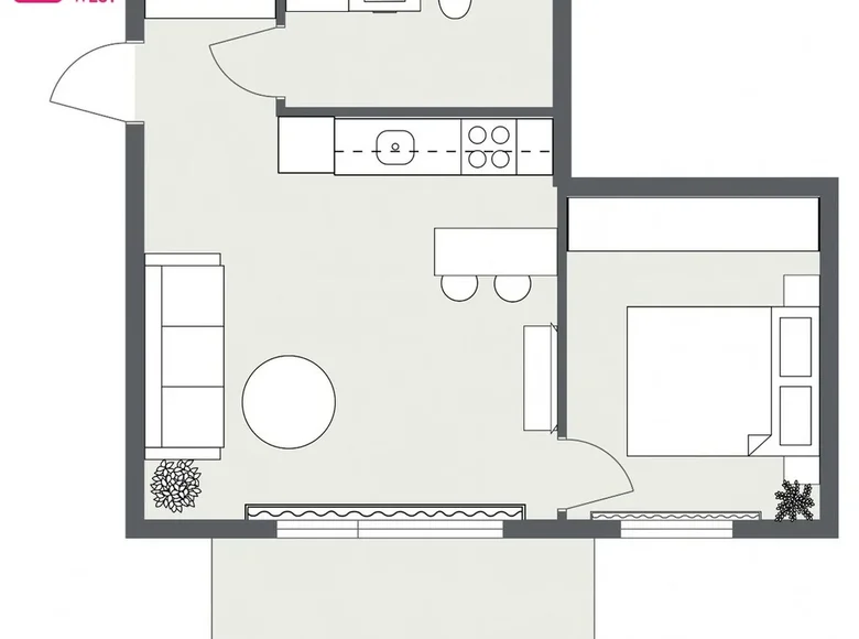 Квартира 1 комната 36 м² Клайпеда, Литва