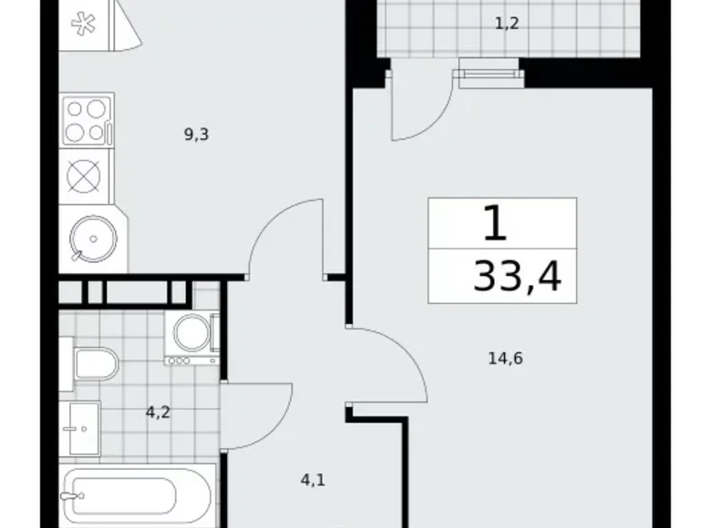 Appartement 1 chambre 33 m² Moscou, Fédération de Russie