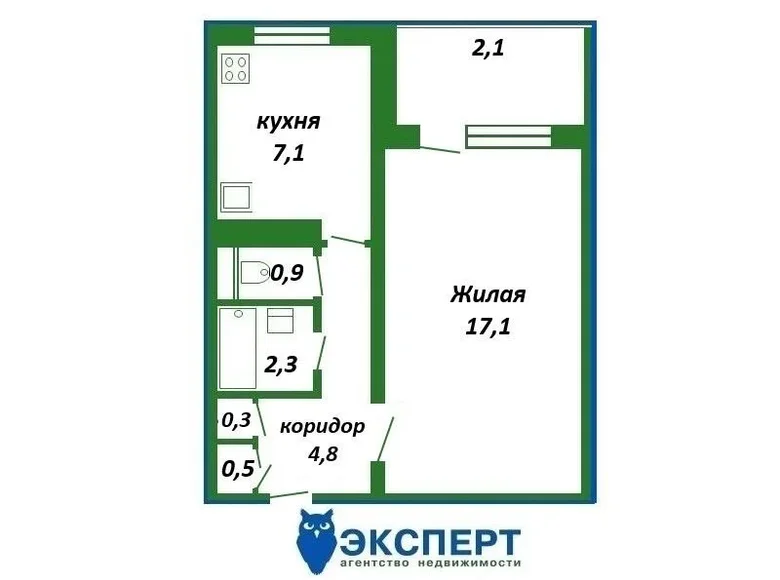 Квартира 1 комната 33 м² Минск, Беларусь
